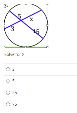 3.
Solve for X.
O 2
O 25
O 75
