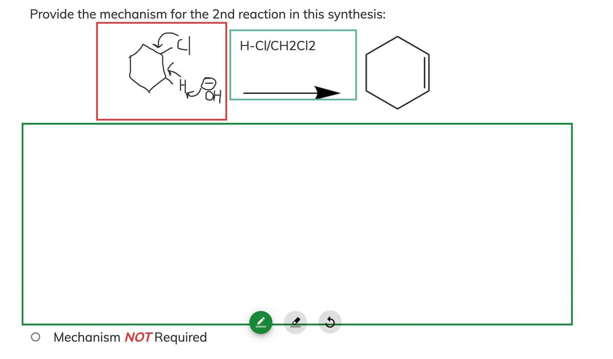 Provide the mechanism for the 2nd reaction in this synthesis:
H-CI/CH2CI2
O Mechanism NOT Required
