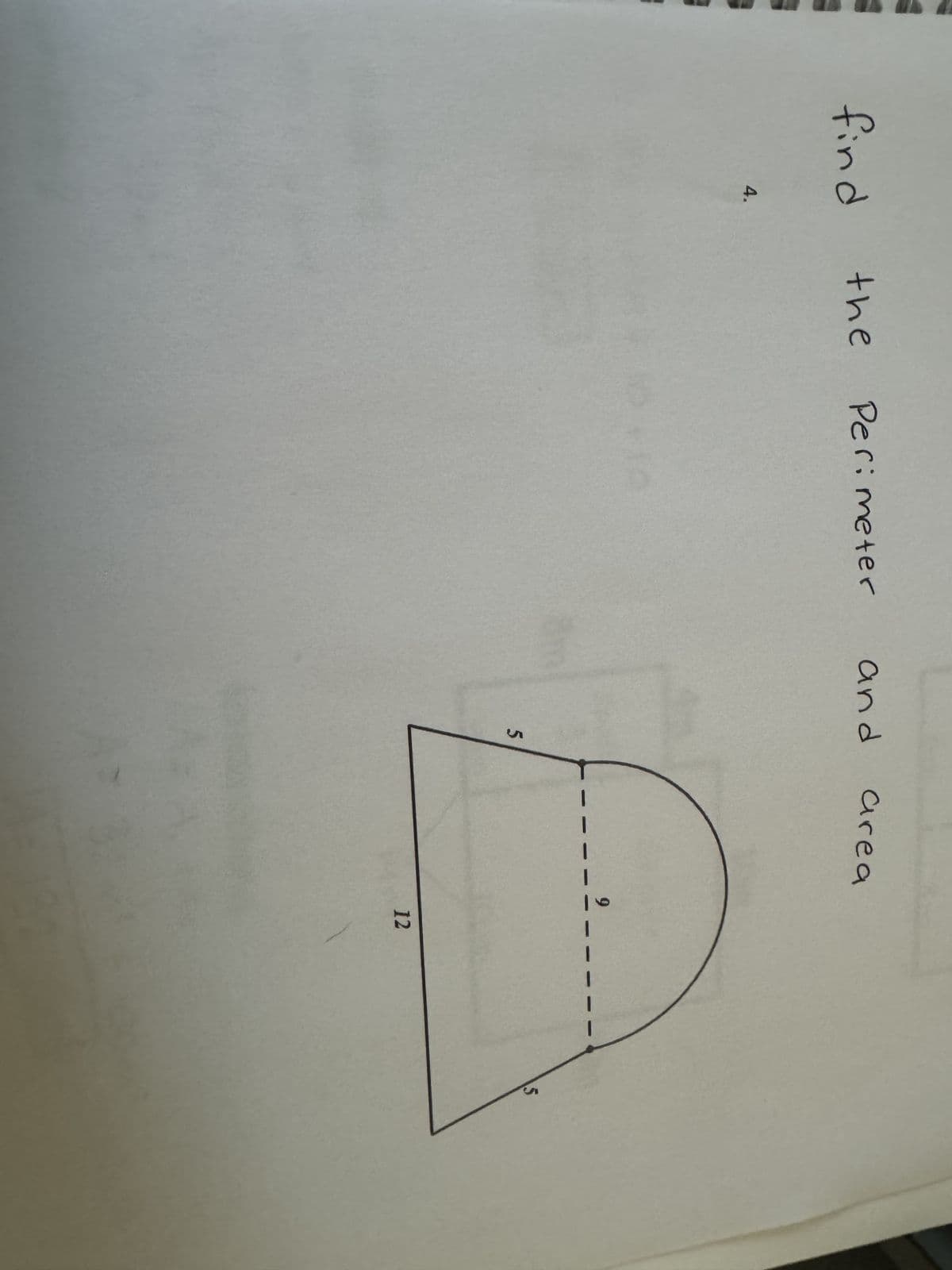 find
the
Perimeter and
area
4.
5
9
12