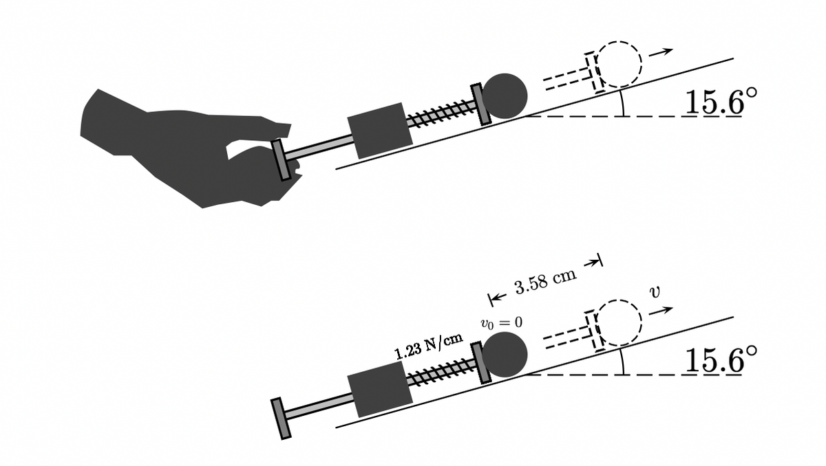 15.6°
+ 3.58 cm
vo = 0
1.23 N/cm
15.6°
