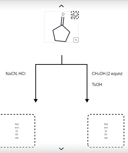 NaCN, HCI
Sel
ect
to
Dr
aw
>
CH3OH (2 equiv)
TSOH
Sel
ect
to
Dr
aw