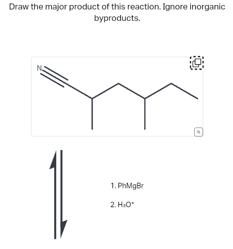 Draw the major product of this reaction. Ignore inorganic
byproducts.
N₂
1. PhMgBr
2. H3O+
19
a