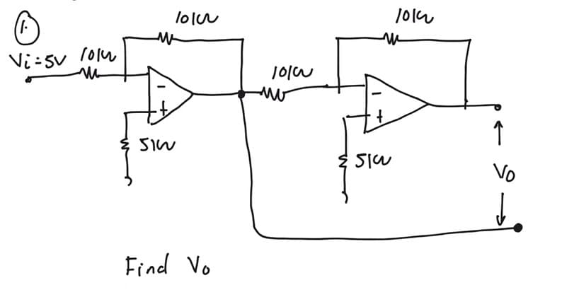 1.
Vi=5v 1014
ли
1010
W
510
Find Vo
1010
no
1014
w
SIG
↑
Vo
do