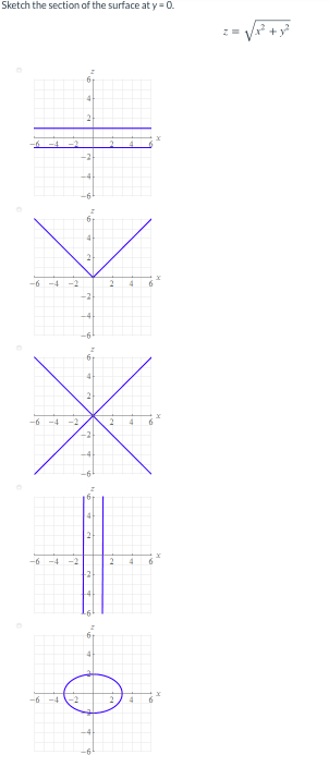 Sketch the section of the surface at y 0.
-6 -4 -2
-2
2
-6 -4
-6 -4 -2
-6 -4
"
