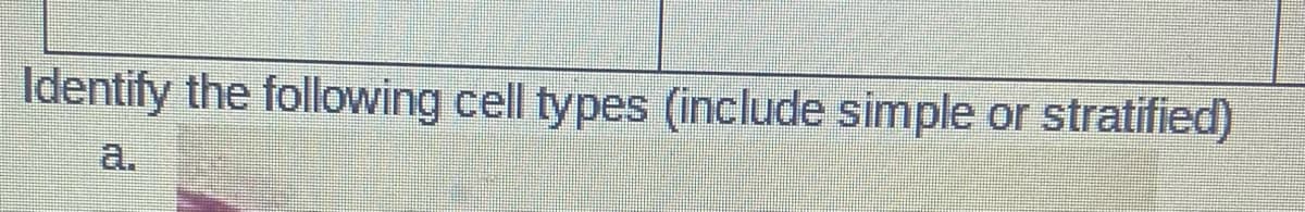 Identify the following cell types (include simple or stratified)
a.
