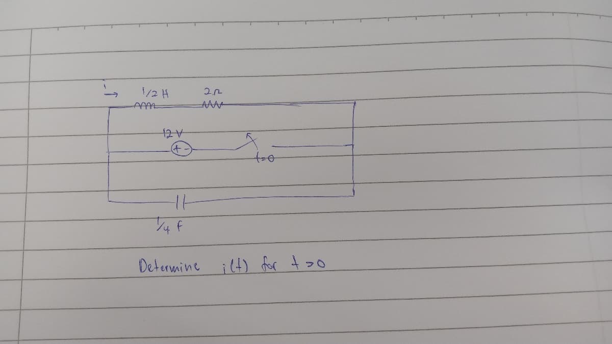 1/2 H
11
20
MAAA
to
1/4 f
Determine i(t) for too