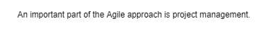 An important part of the Agile approach is project management.
