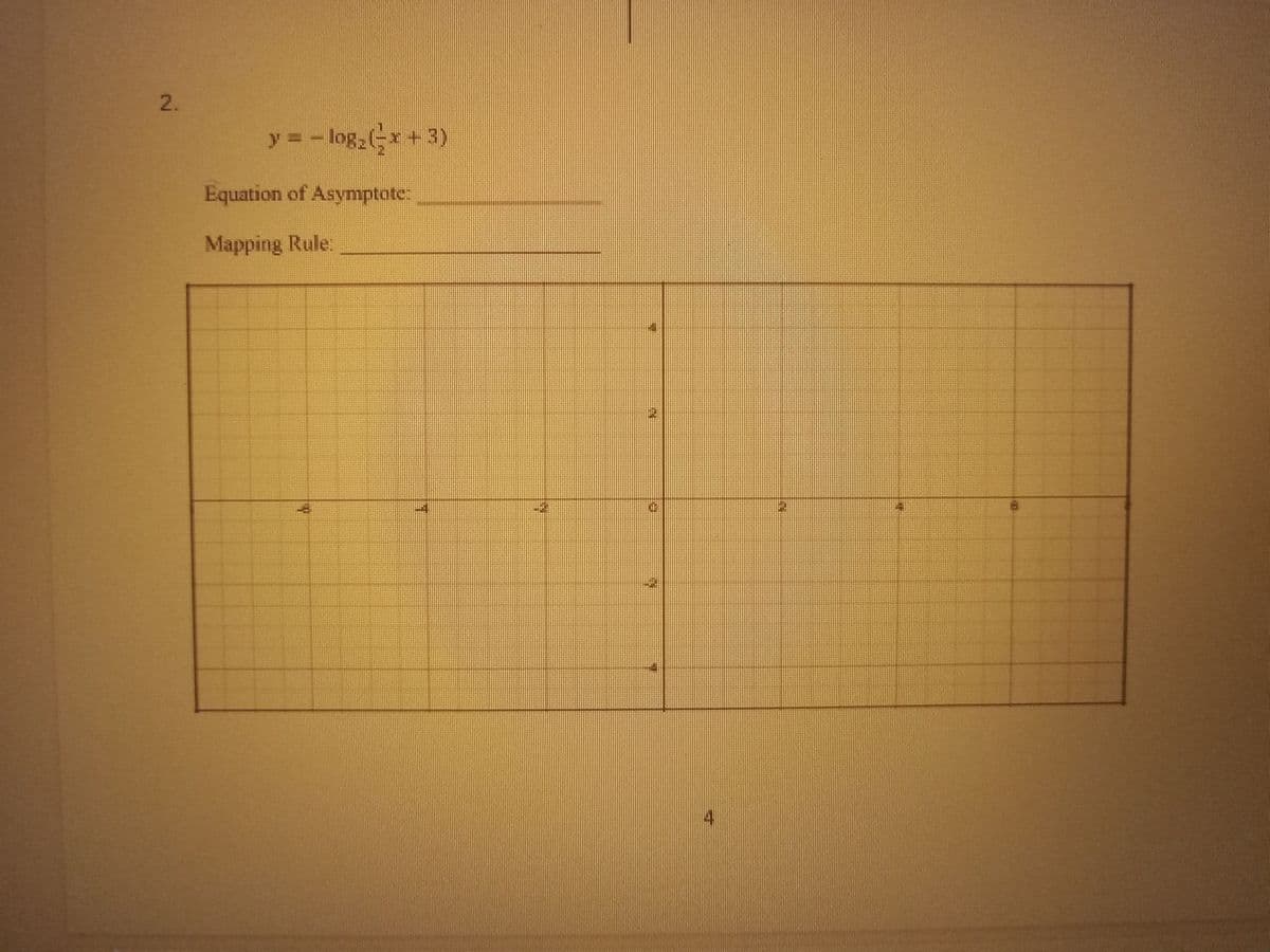 2.
y = = log₂ (x+3)
Equation of Asymptote:
Mapping Rule:
C
4
13