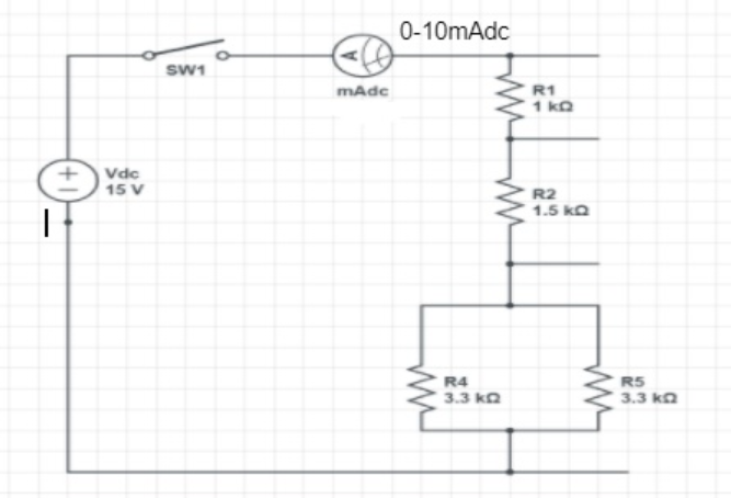 0-10mAdc
SW1
mAde
R1
1 ko
Vdc
15 V
R2
1.5 ka
R4
3.3 ka
R5
3.3 ka
