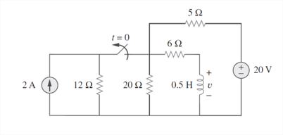 5Ω
ww-
t = 0
6Ω
20 V
() 12.
20 Ω
2 A
12Ω
0.5 H
ww
+ DI
