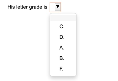 His letter grade is
C.
D.
A.
B.
F.