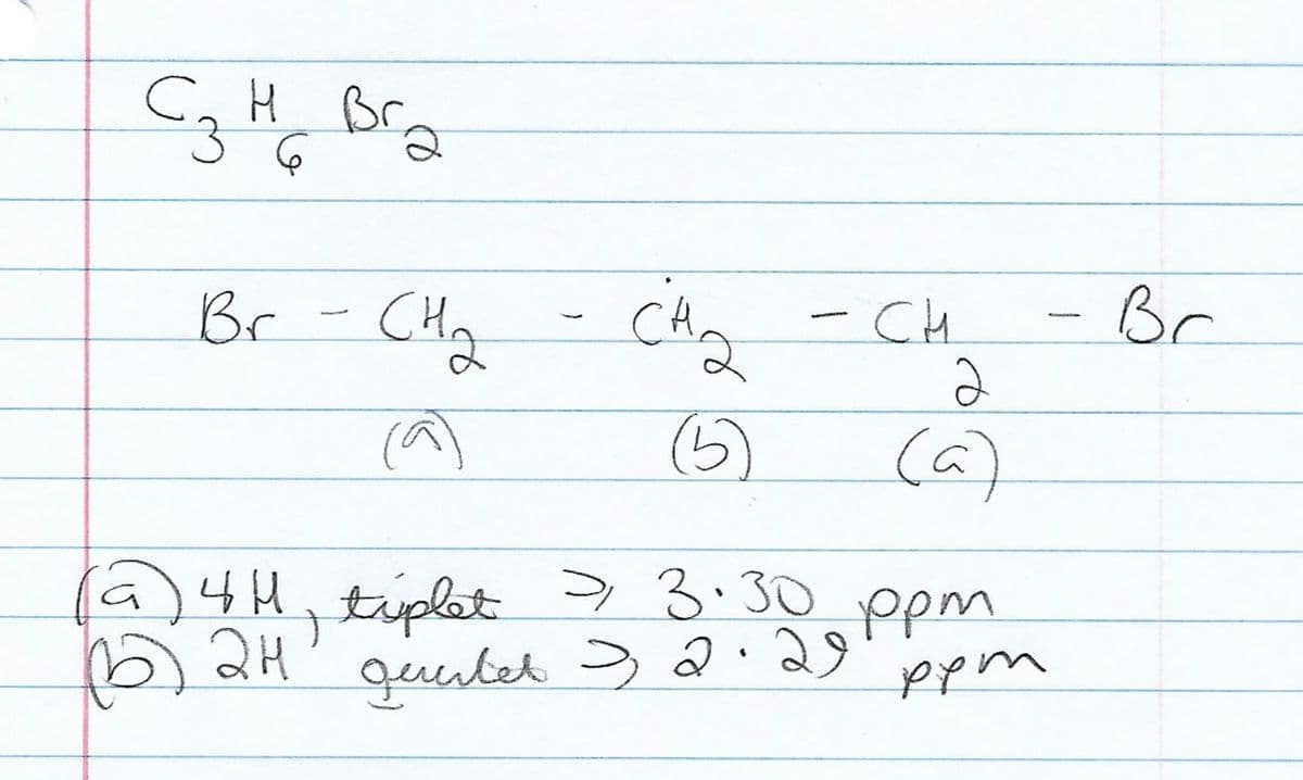 Br
CHy
Br
-CH
(5)
(a)
(a)4H, tiplet >3.30ppm
guented > 2.2
ppm
