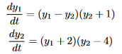 dyi
(y1 – y2)(2 + 1)
dt
dyz
(y1 + 2)(y2 – 4)
dt
