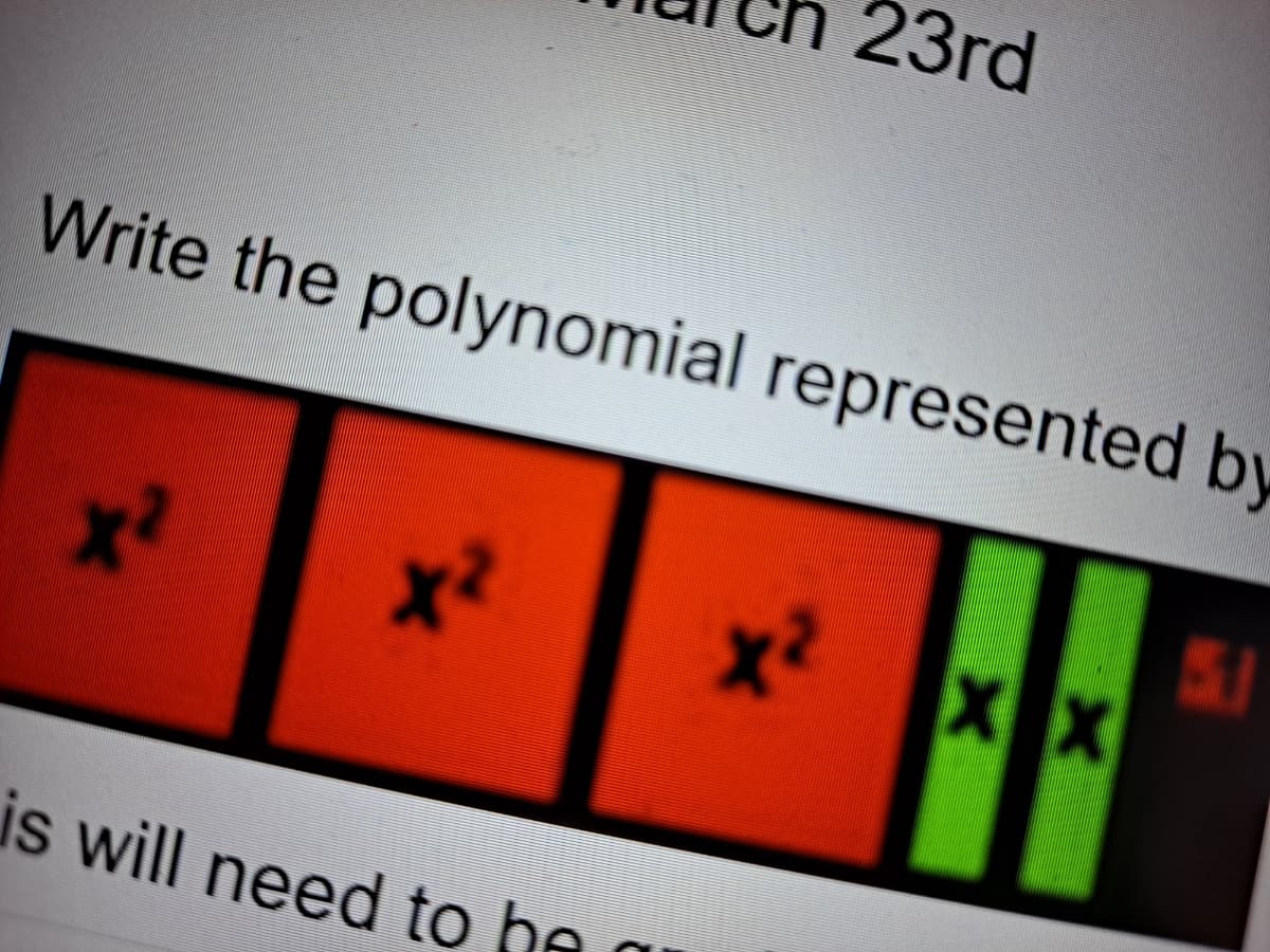 23rd
Write the polynomial represented by
51
x²
x²
is will need to ha
