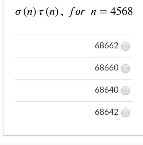 o (n) t (n), for n= 4568
68662
68660
68640
68642
