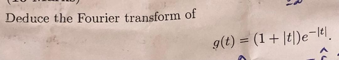 Deduce the Fourier transform of
g(t) = (1 + |t|)e-lt