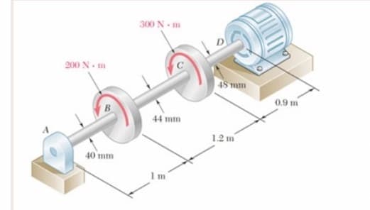 300 N - m
200 N. m
48 mm
0.9 m
44 mm
1.2 m
40 mm
