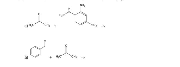 NO,
H,N"
NO 2
CH3 +
a) H;C
b)
H3C
CH3
