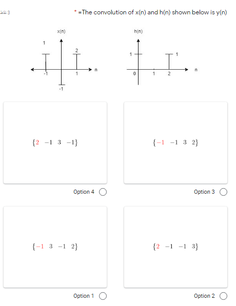 =The convolution of x(n) and h(n) shown below is y(n)
