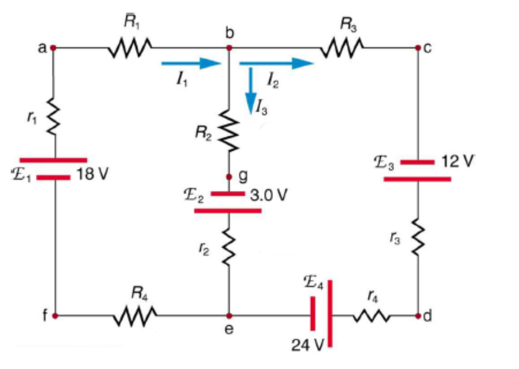 R,
a
C
1,
R2
E3
12 V
18 V
E2
3.0 V
12
E4
R4
e
24 V
