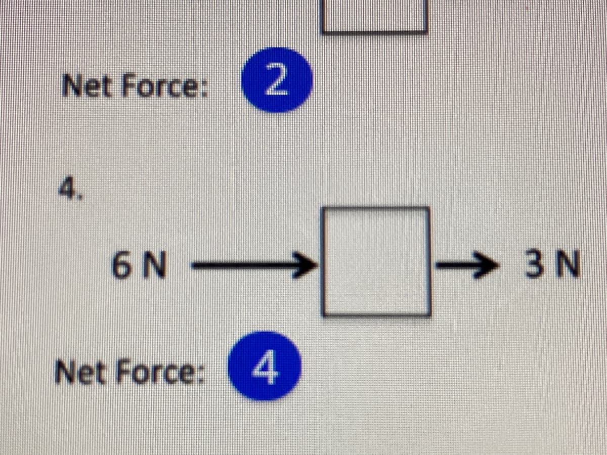 Net Force:
4.
6 N
>3N
Net Force: 4
