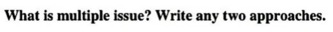 What is multiple issue? Write any two approaches.