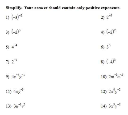 9) 4xy
10) 2m²³n²
11) 4xy
12) 2x°y-²
