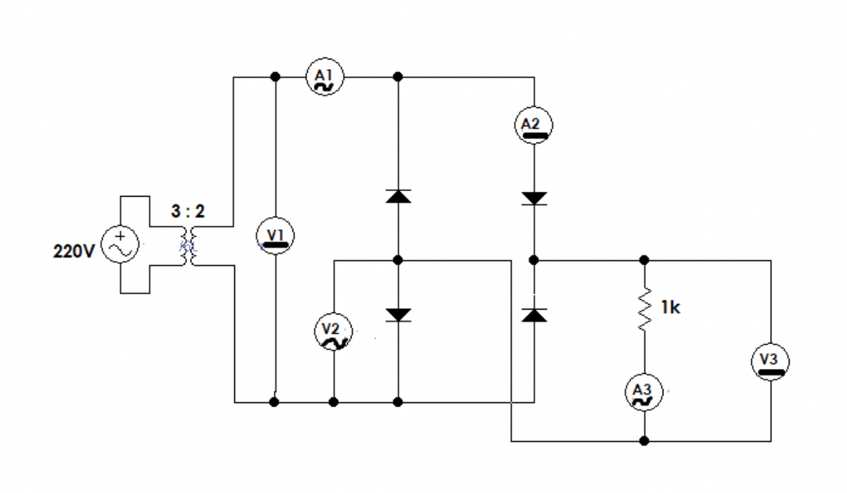 A1
A2
3:2
V1
220V
1k
V2
V3
АЗ
