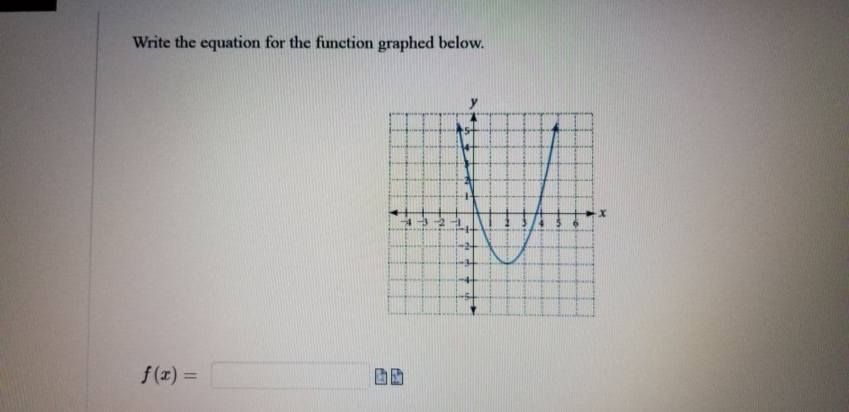 Write the equation for the function graphed below.
f(x) =
