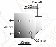 P=75KN
e=200mm
200 mm
20 mmo
200 mm
