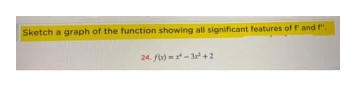 Sketch a graph of the function showing all significant features of f' and f".
24. f(x) =x- 3r +2
