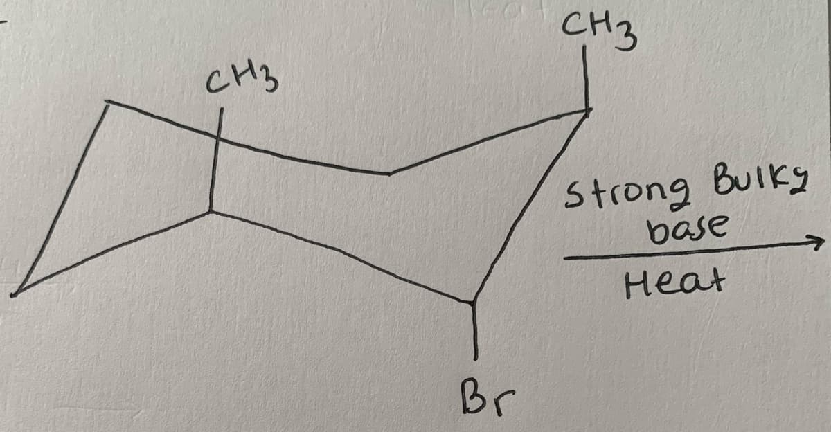 CH3
CH3
Strong Bulky
base
Heat
Br
