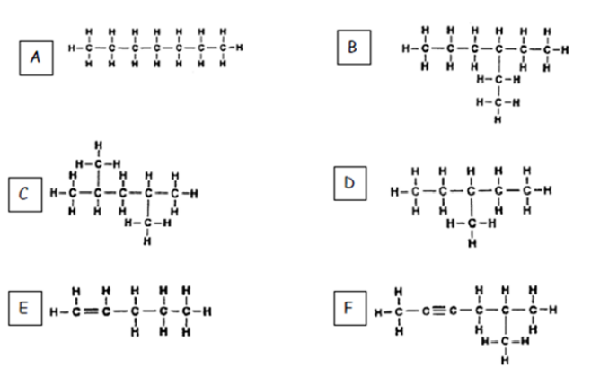 H-
B
H-C
-C-H
H-Č
:-H
E
F
H-C-C=C
I-0-I
z-0-r.
I-u-I,
I-U-u-I
I-0-0-u-I
z-U-I.
I-U-I
I-U-I
I-U-I
z-u-z
I-0-I
I-U-I,
I-U-I
z-0-I
I-0-I
エェーロ-エ
I-U
