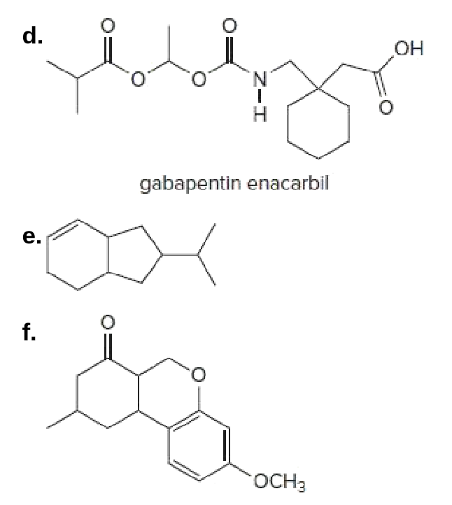 d.
OH
N.
H.
gabapentin enacarbil
e.
f.
OCH3
