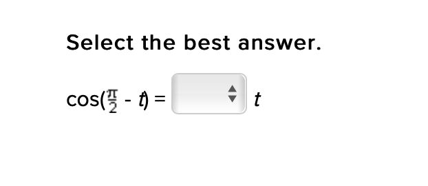 Select the best answer.
cos( - ) =
