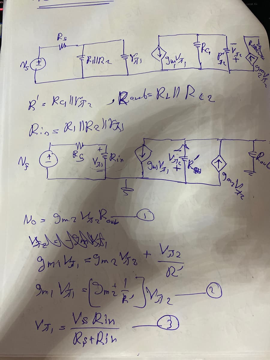 RIX D
Rs
RIRa 〒分S,
Rins RilMRelia
宝Rin
ナ
No = gmz VYo R
ズマou
V32
gmis, =9ma分を
Vs Rin
V万, -
RstRin
