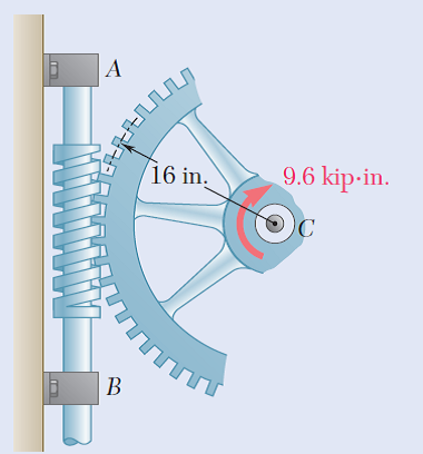 |A
16 in.
9.6 kip-in.
B
