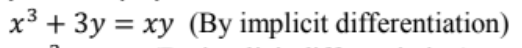 x³ + 3y = xy (By implicit differentiation)