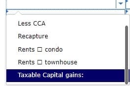Less CCA
Recapture
Rents condo
Rents townhouse.
Taxable Capital gains: