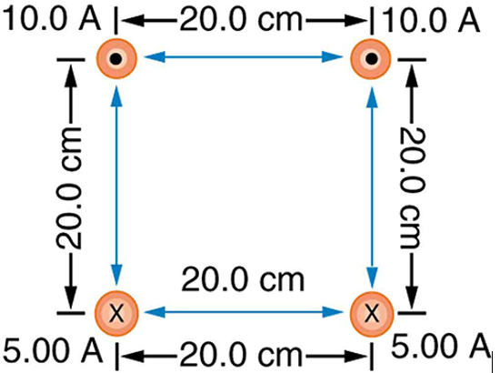 10.0 A | 20.0 cm-10.0 A
-20.0 cm-
-20.0 cm-
20.0 cm
X
5.00 A 20.0 cm 5.00 A
X