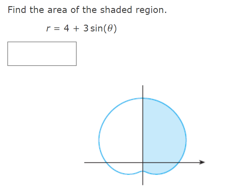 Find the area of the shaded region.
r = 4 + 3 sin(0)
