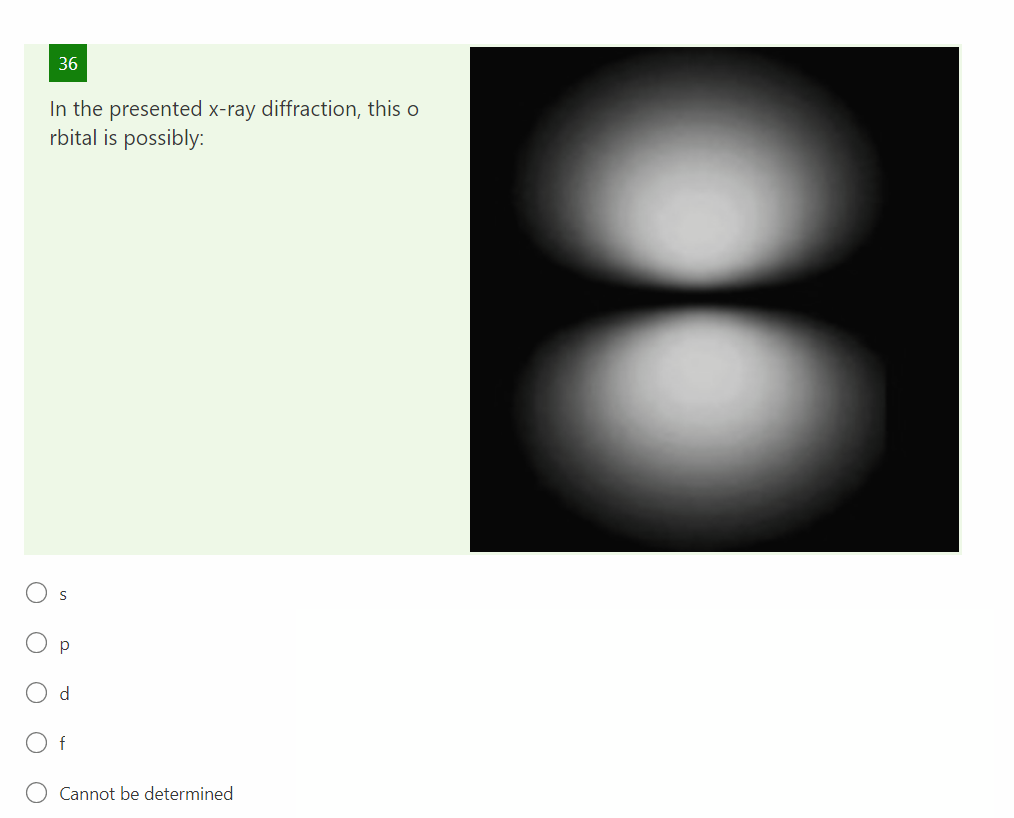 O
O
36
In the presented x-ray diffraction, this o
rbital is possibly:
O
S
Of
Cannot be determined