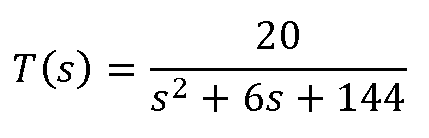 20
T(s)
s2 + 6s + 144
