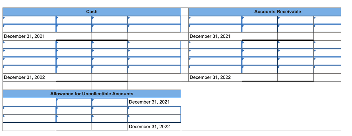 Cash
Accounts Receivable
December 31, 2021
December 31, 2021
December 31, 2022
December 31, 2022
Allowance for Uncollectible Accounts
December 31, 2021
December 31, 2022
