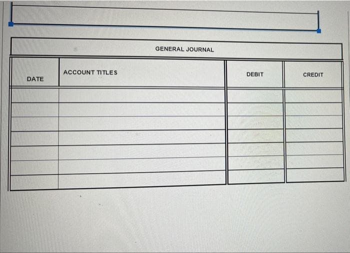 DATE
ACCOUNT TITLES
GENERAL JOURNAL
DEBIT
CREDIT