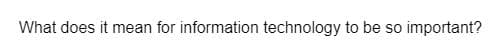What does it mean for information technology to be so important?