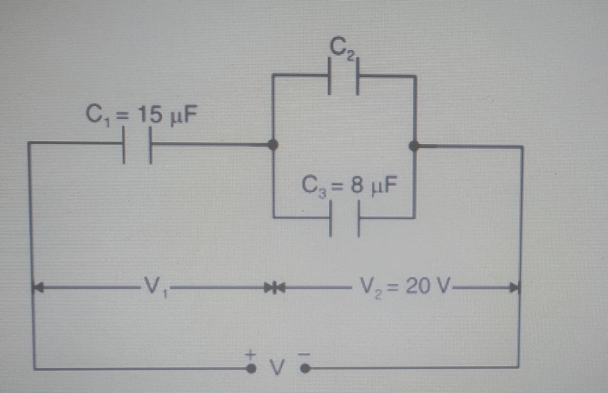 C₁ = 15 μF
V
C
C₁ = 8 µF
V₂20 V