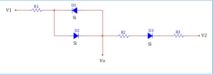 R1
D1
V1 •
Si
D2
R2
D3
R3
V2
Si
Si
Vo
