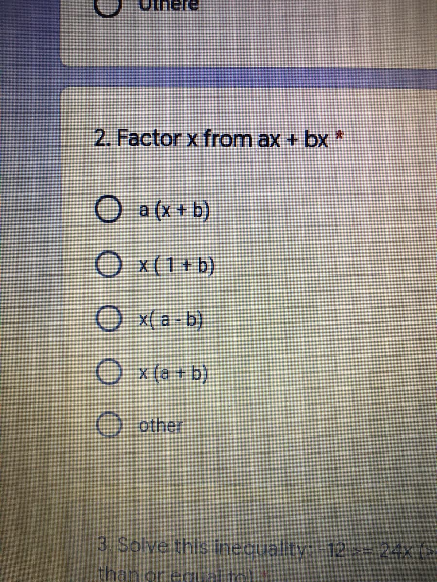 2. Factor x from ax + bx
