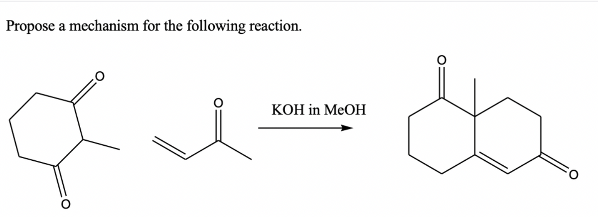 Propose a mechanism for the following reaction.
КОН in MeOН
